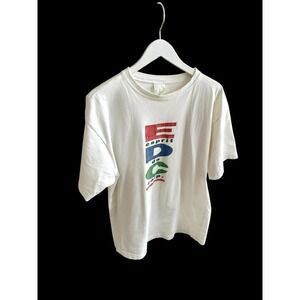 Vtg 90s Esprit EDC T-Shirt White Graphic Short Sleeve Crew Neck Sz M/L